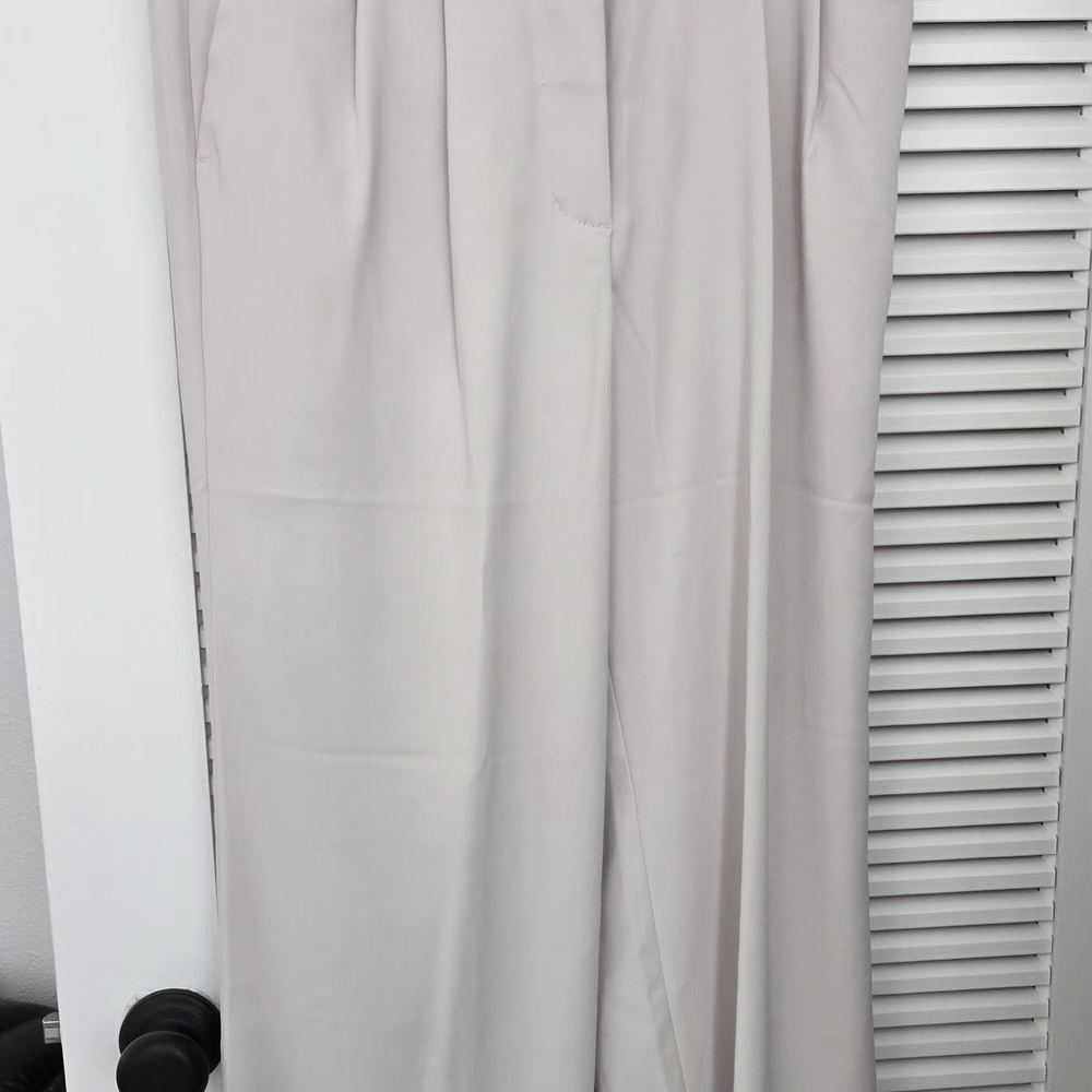 Quince Cream High-Rise Wide-Leg Trousers - Picture 3 of 6